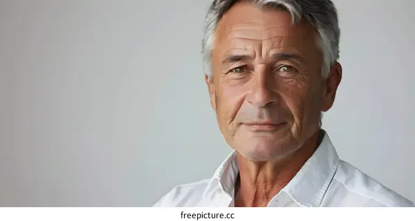 Portrait of a Smiling Senior Man with White Hair