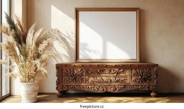 Elegant Wooden Furniture with Empty Picture Frame