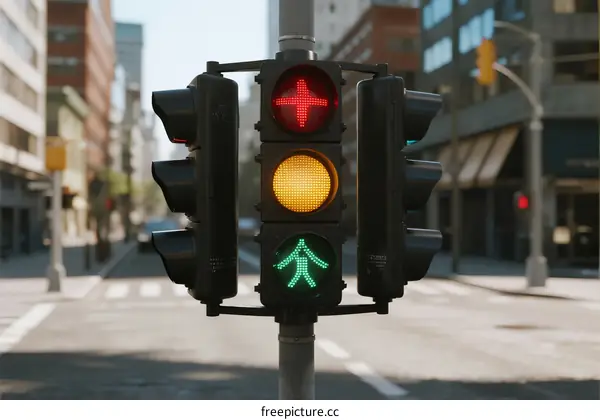Red Light for Pedestrians at Urban Traffic Intersection