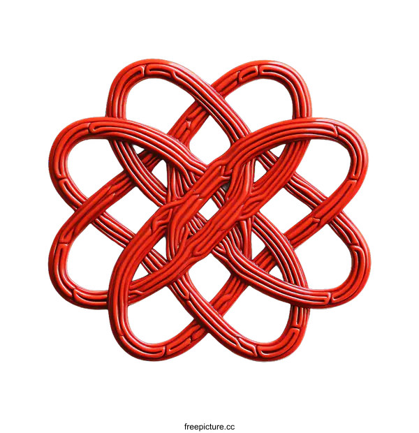 [Transparent Background PNG]Intricate Red Knot Design Artwork