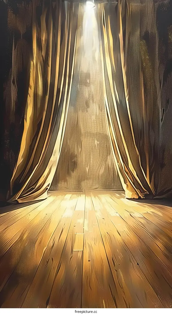 Empty theater stage with a spotlight