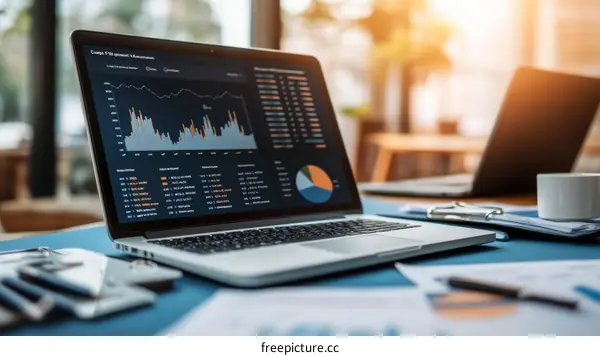 Modern Laptop Displaying Business Data
