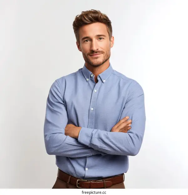 Confident Male Portrait in Light Blue Shirt