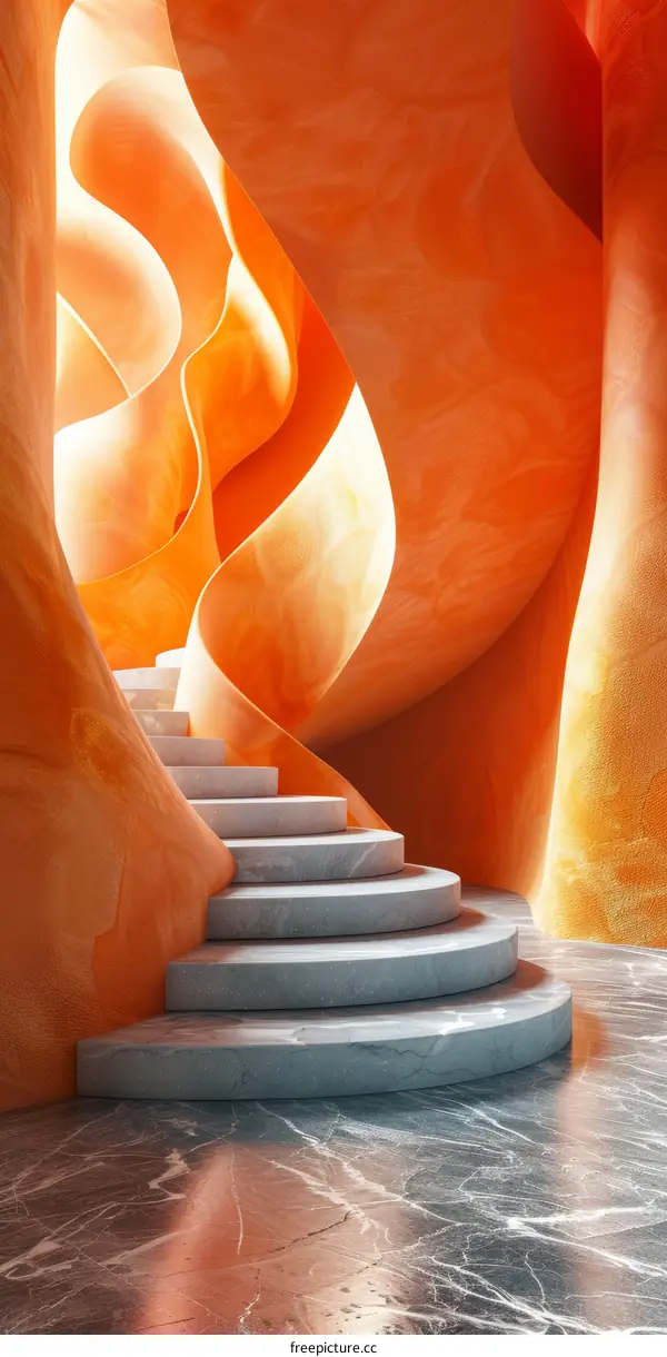 Abstract Interior Staircase Design Orange