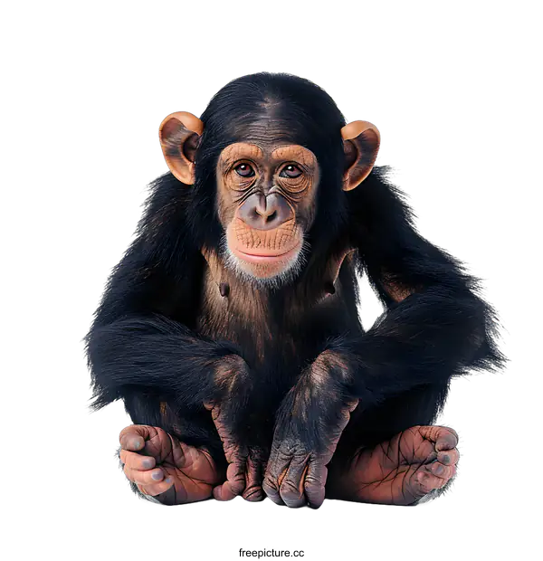 [Transparent Background PNG]chimpanzee sitting on white background