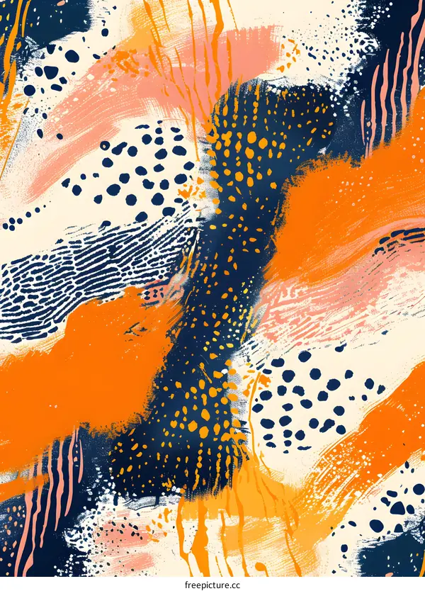 Abstract Painting with Orange and Blue