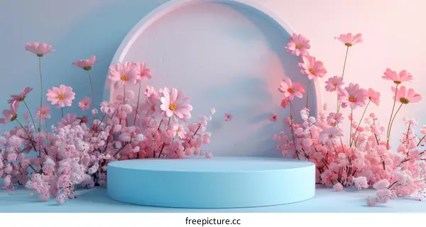 Pastel Pink Floral Display Podium