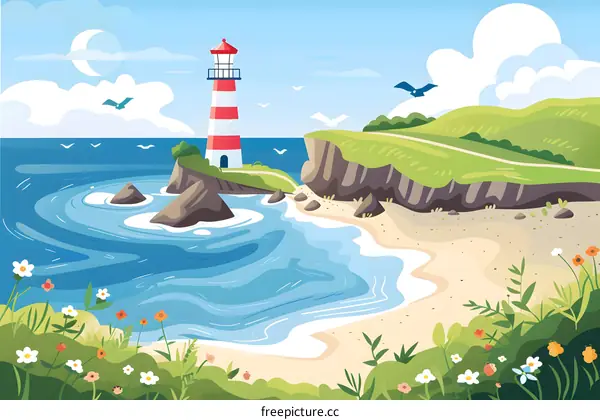 Lighthouse on a Cliff by the Sea