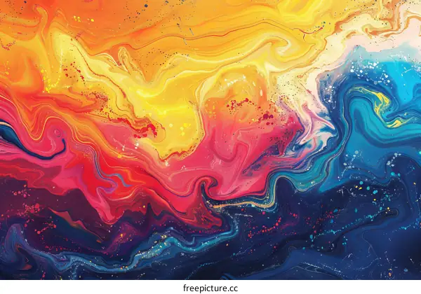 Abstract Colorful Liquid Painting
