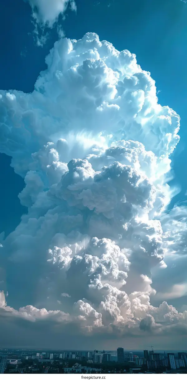 Huge white cloudscape with a hint of a city below