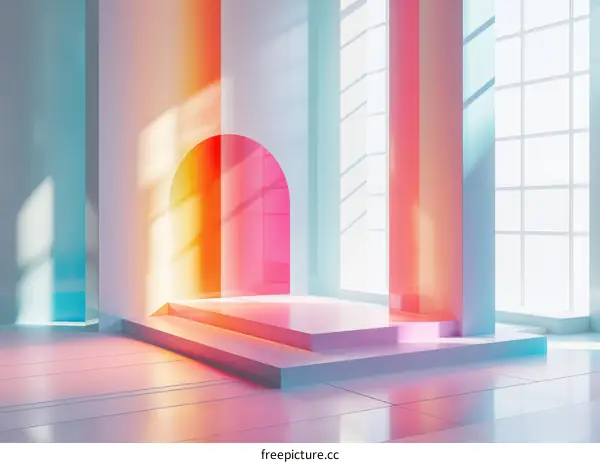 Pastel Room with Archway and Podium