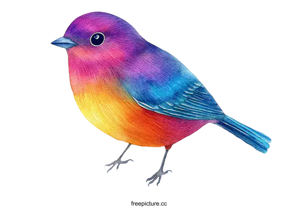 [Transparent Background PNG]Colorful Watercolor Illustration of a Bird