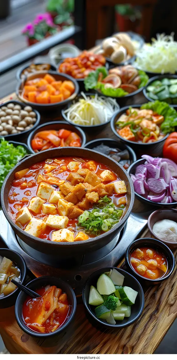 A table full of delicious Korean food