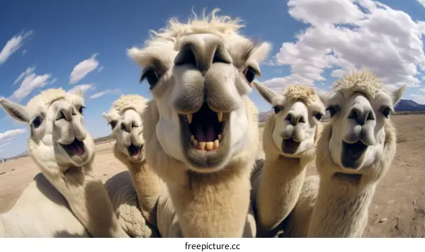 Smiling Alpaca Herd in the Andes