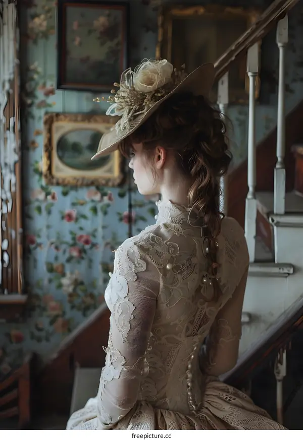 portrait of a lady in a vintage dress