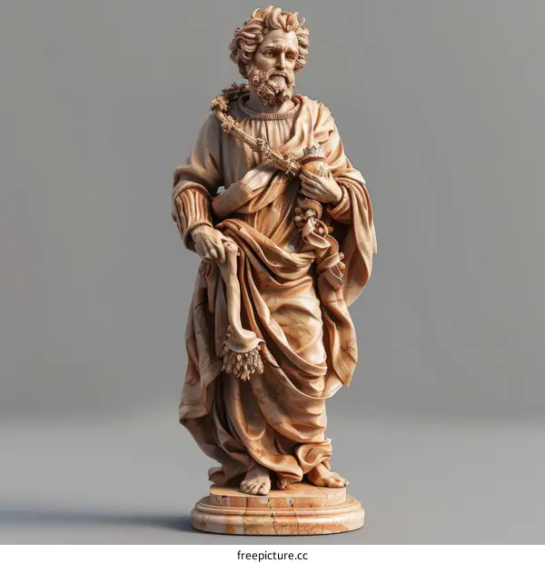 Detailed Carved Statue of a Saint