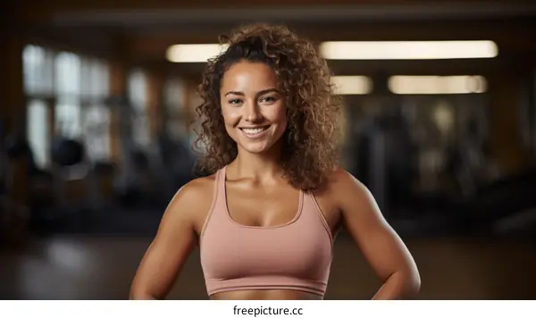 Portrait of a young woman in a gym