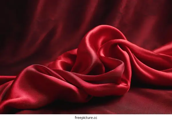 Closeup of a Luxurious Red Satin Fabric