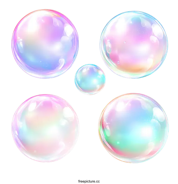 [Transparent Background PNG]Colorful Rainbow Soap Bubbles Illustration