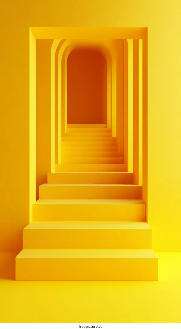 Yellow Archway Stairway Abstract Illustration