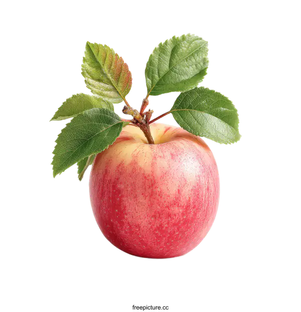 [Transparent Background PNG]Fresh Red and Yellow Apple with Leaves