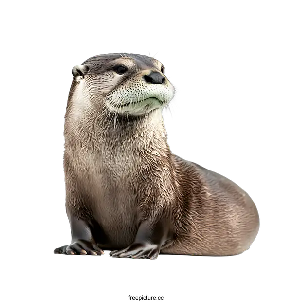 [Transparent Background PNG]Cute Otter Sitting on White Background
