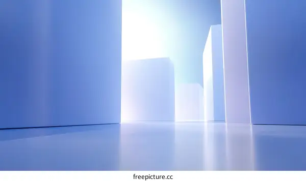 Abstract Blue and White Geometric Scene