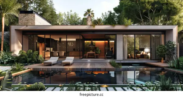 Modern House with Pool and Garden