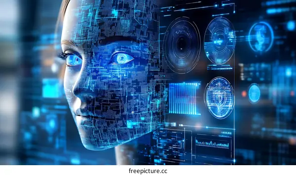 AI Woman with Futuristic Interface