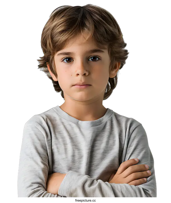 [Transparent Background PNG]Portrait of a boy with crossed arms