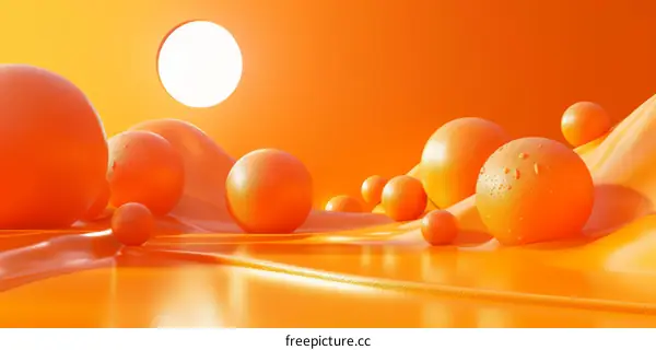 Abstract Orange Sphere Landscape