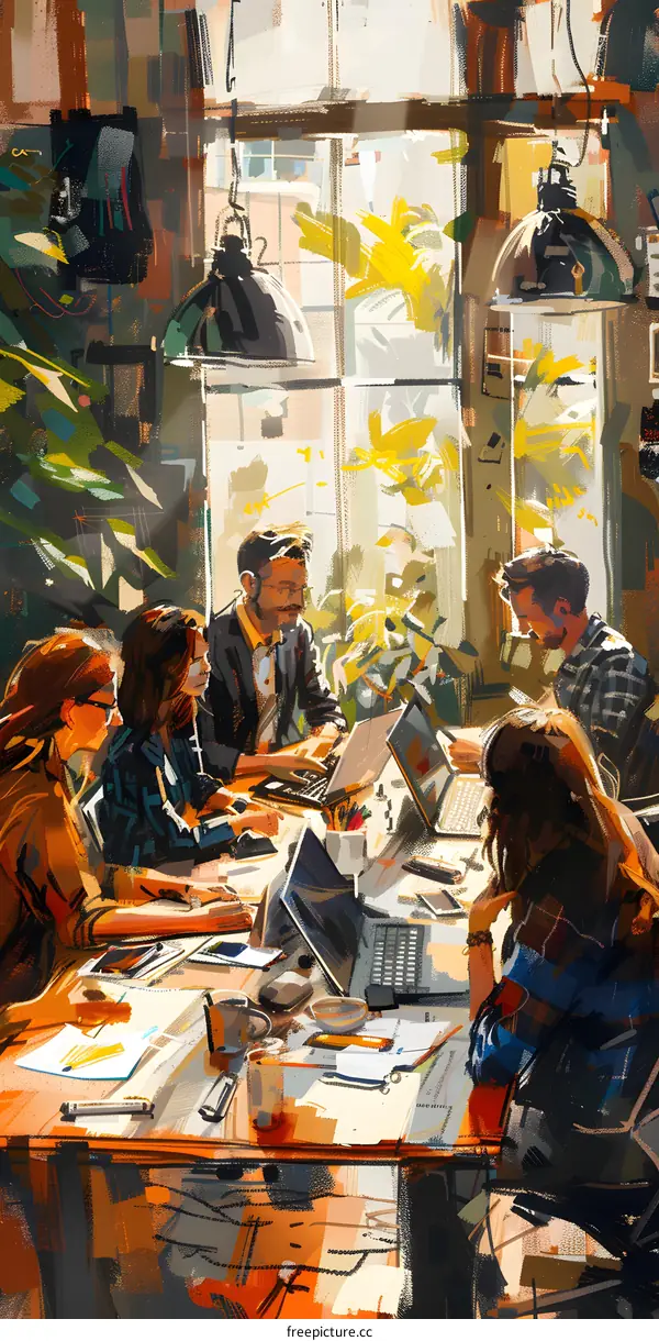 Team of Professionals Working in an Office Setting