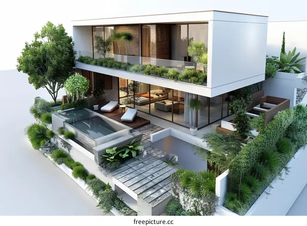 Modern Architectural Design with Lush Garden