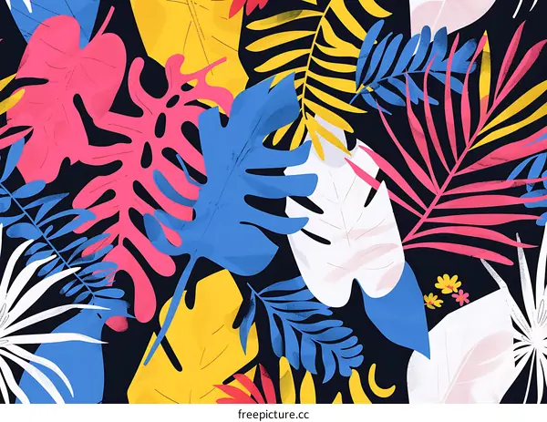 Tropical Leaves Seamless Pattern Abstract Design