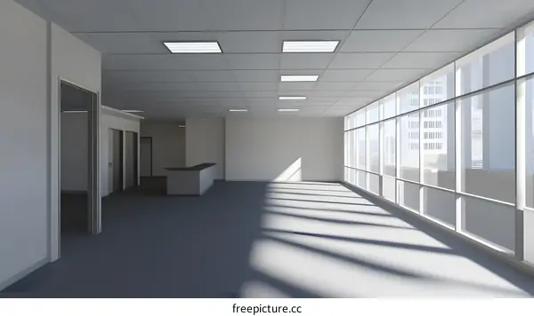 Modern Empty Office Space with Large Windows