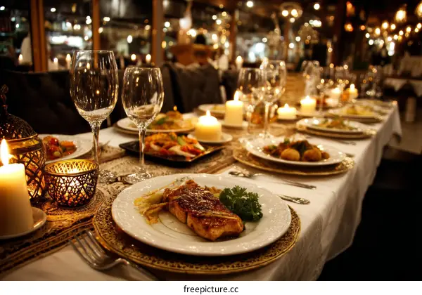 Elegant Dining Table Setting with Exquisite Dishes