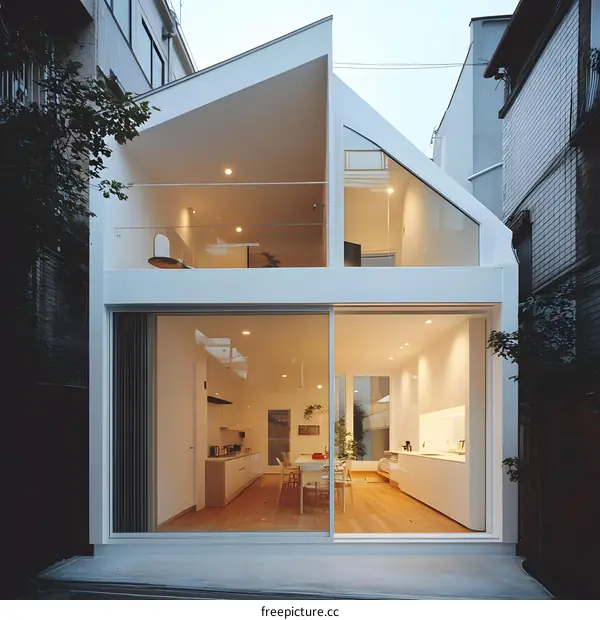 Modern White House Exterior With Glass Doors