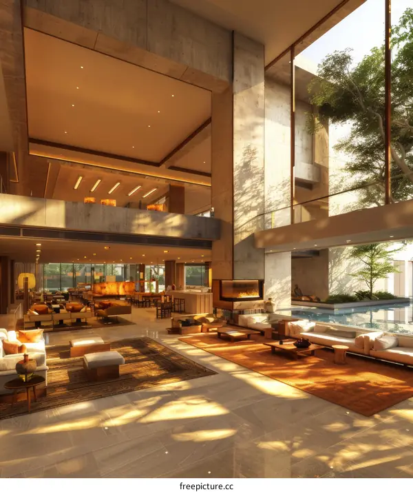 Modern Concrete Lobby with Natural Light