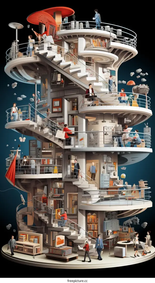 A Multi-story Building and People