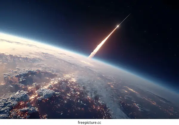 Rocket Launch into Space Above Earth