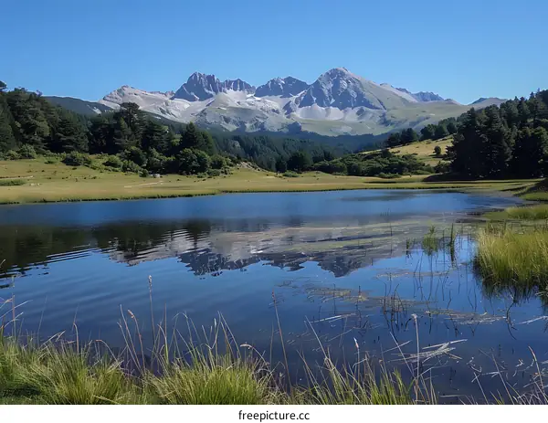 Serene Lake Reflection with Majestic Mountains