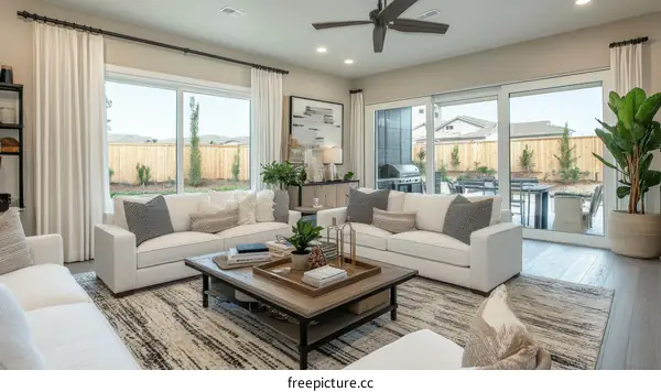 Modern Living Room with Large Windows