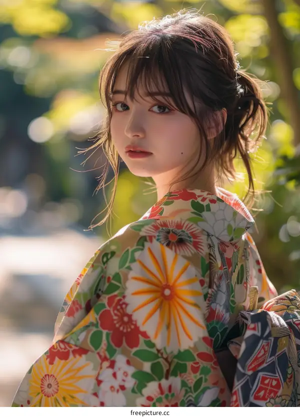 Young Woman in a Kimono Turns for the Camera