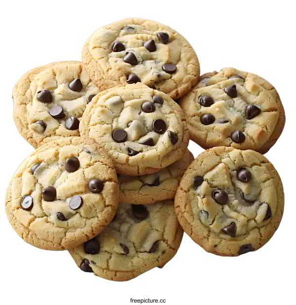 [Transparent Background PNG]Freshly Baked Chocolate Chip Cookies