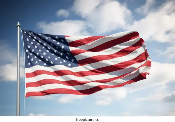 American flag waving in the wind