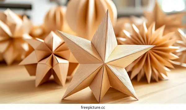 Handmade Wooden Star Ornaments Collection