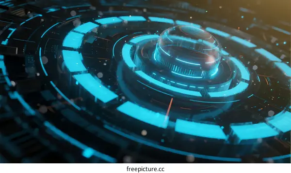 Futuristic Technology Interface with Circular Digital Elements