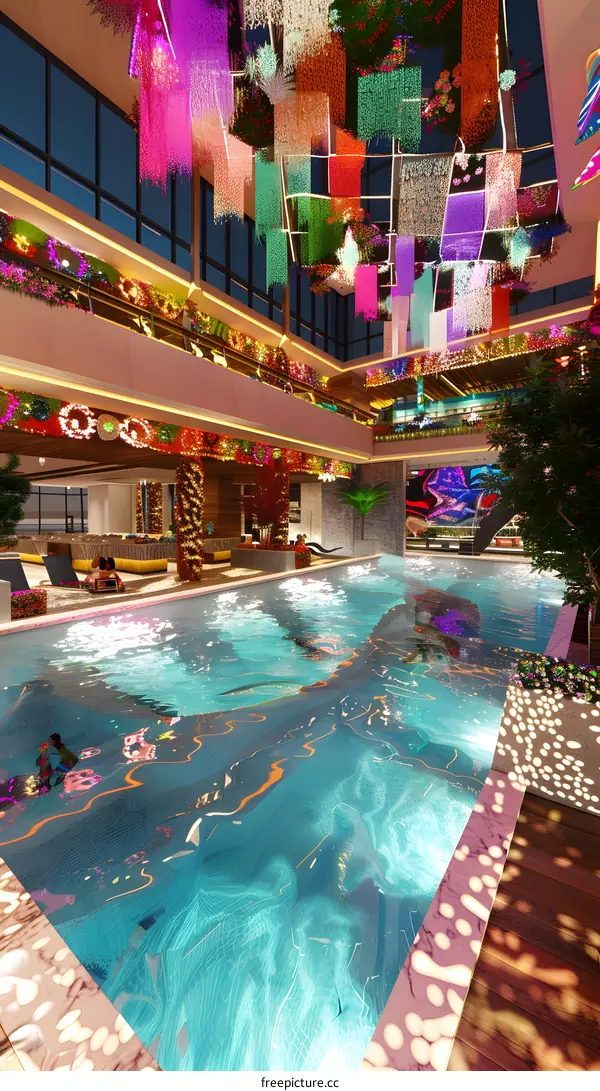 Indoor Swimming Pool with Colorful Decorations