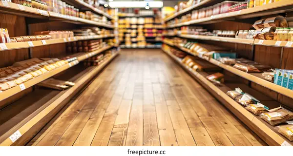 Empty Grocery Store Shelves Perspective