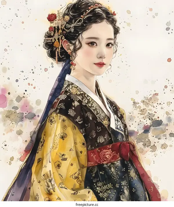 A beautiful Korean woman in traditional dress